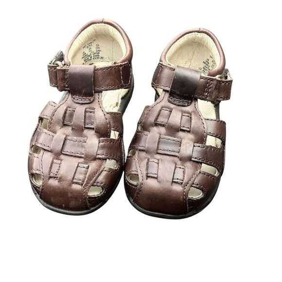 Stride Rite Harper Leather Boys Fisherman Sandal Brown Size 4XW Closed Toe - Picture 7 of 14